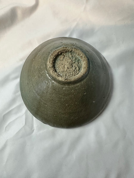 Chinese Celadon Yaozhou Conical Bowl. Song-Yuan Dynasty. 7" Diameter