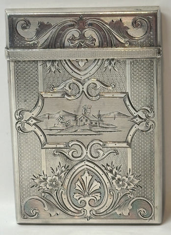 Calling Card Case. Albert Coles Coin Silver. Engraved. Circa 1870.