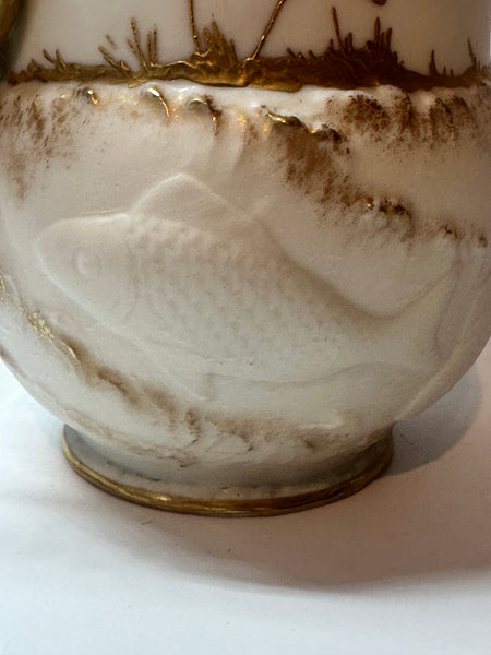 Belleek Chocolate Pot. Raised Fish Mermaid Spout and Handle. Ceramic Art Company