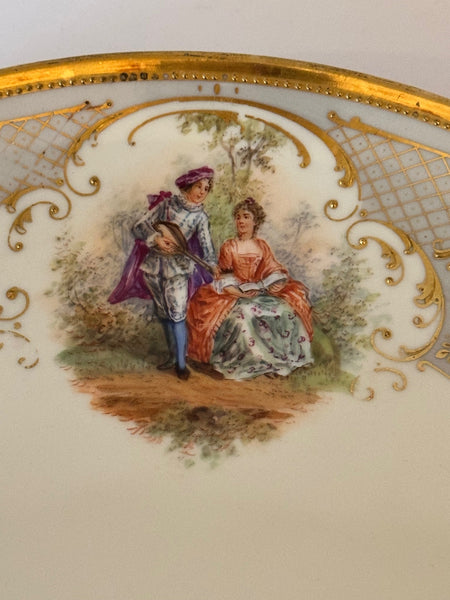 Circular Cookie Tray. Dresden Ambrosius Lamm. Watteau Style Courting Scene.