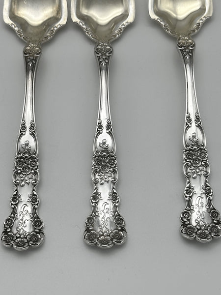 Ice Cream Set for 12. Gorham Sterling Silver Buttercup Pattern. Monogrammed.