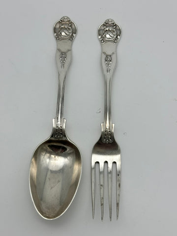 Fork and Spoon. English Sterling Silver. Birmingham 1904. JA Restall. Bulldog