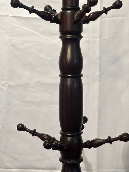 Hall Tree Hat Coat Rack Mahogany Wood. 72" H