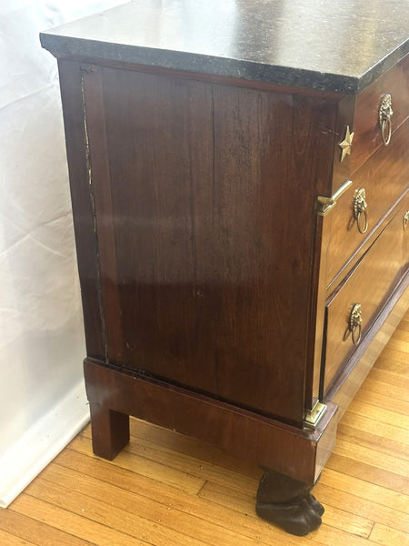 French Chest of Drawers. Mahogany Black Marble Top. 19th Century