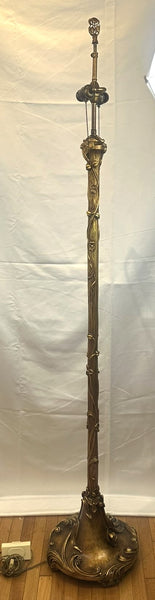 Floor Lamp Art Deco Art Nouveau Gilded Gesso Flowers and Vines. Circa 1920. 70"