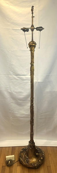 Floor Lamp Art Deco Art Nouveau Gilded Gesso Flowers and Vines. Circa 1920. 70"