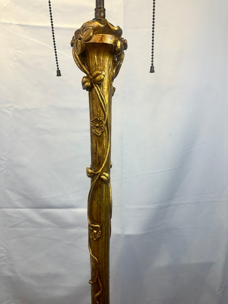 Floor Lamp Art Deco Art Nouveau Gilded Gesso Flowers and Vines. Circa 1920. 70"