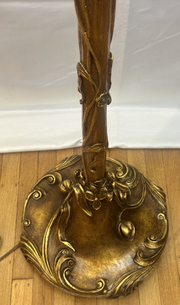 Floor Lamp Art Deco Art Nouveau Gilded Gesso Flowers and Vines. Circa 1920. 70"