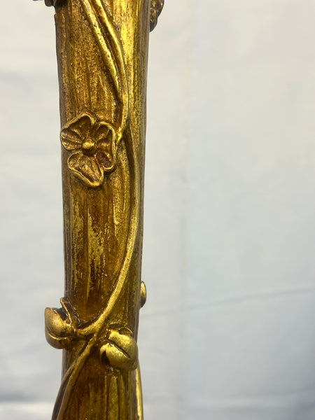 Floor Lamp Art Deco Art Nouveau Gilded Gesso Flowers and Vines. Circa 1920. 70"