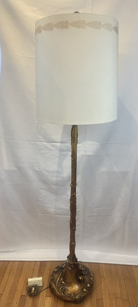 Floor Lamp Art Deco Art Nouveau Gilded Gesso Flowers and Vines. Circa 1920. 70"