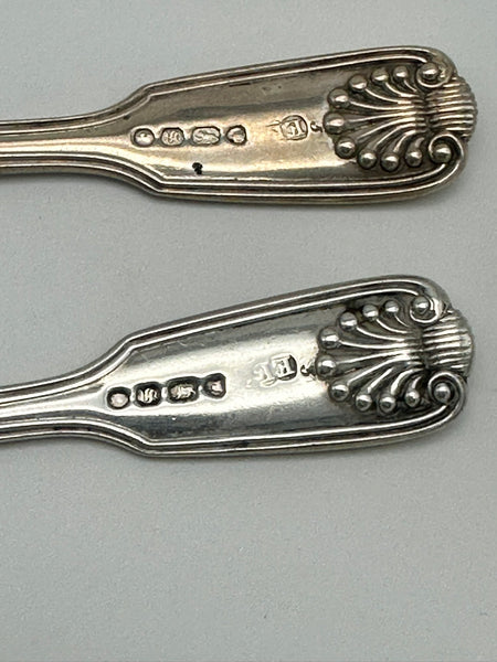 Set of Four Master Salt Spoons English Sterling. London 1853 Fiddle Thread Shell